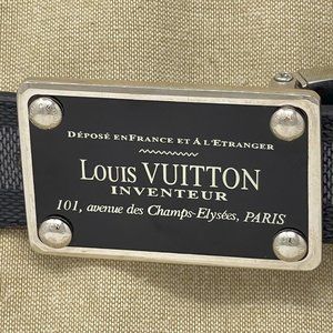 LOUIS VUITTON-PARIS INVENTEUR BLACK REVERSIBLE DAMIER GRAPHITE BELT
